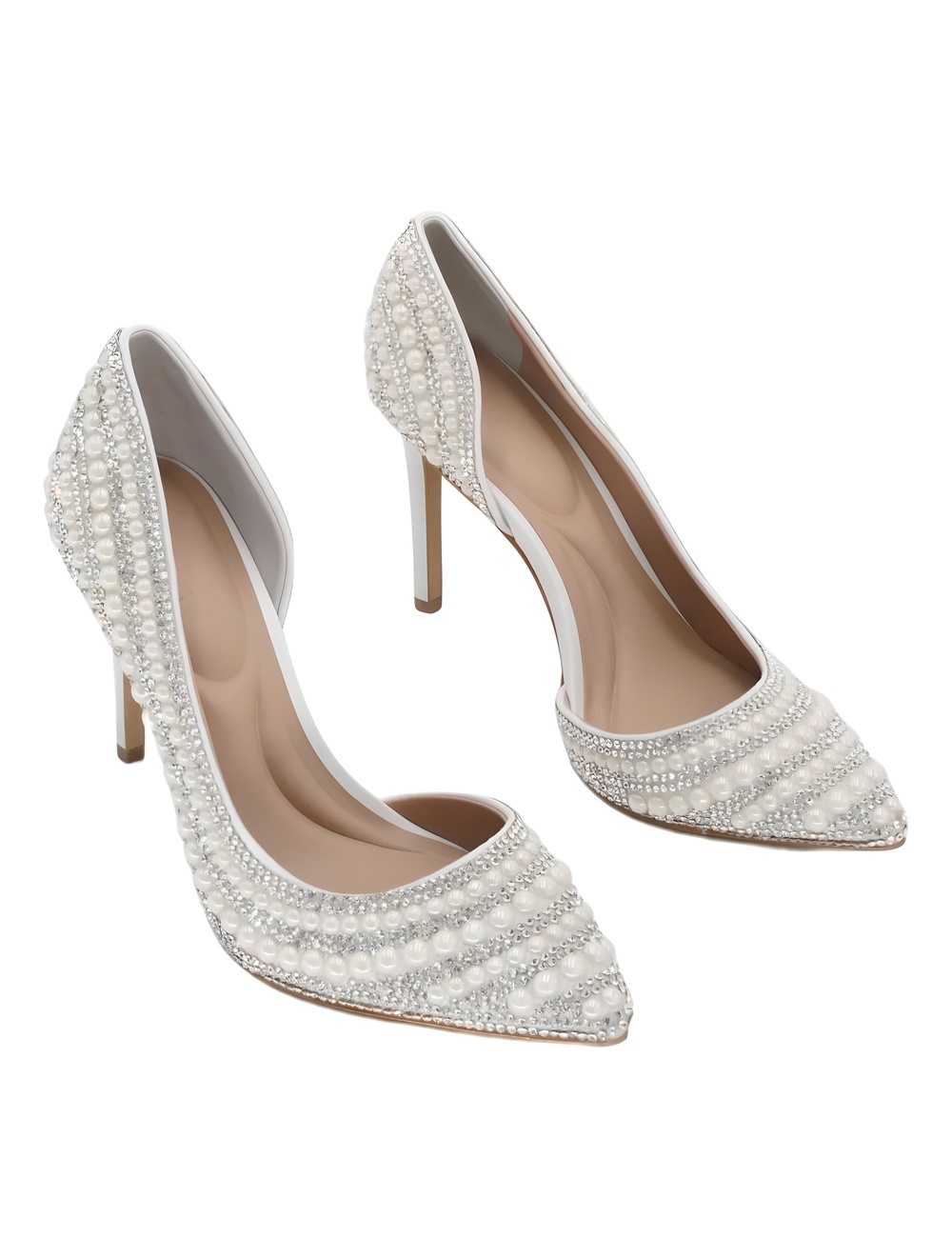 I.N.C. International Concepts Kenjay D'Orsay Pumps Stripe Pearl Bling Size 7.5M